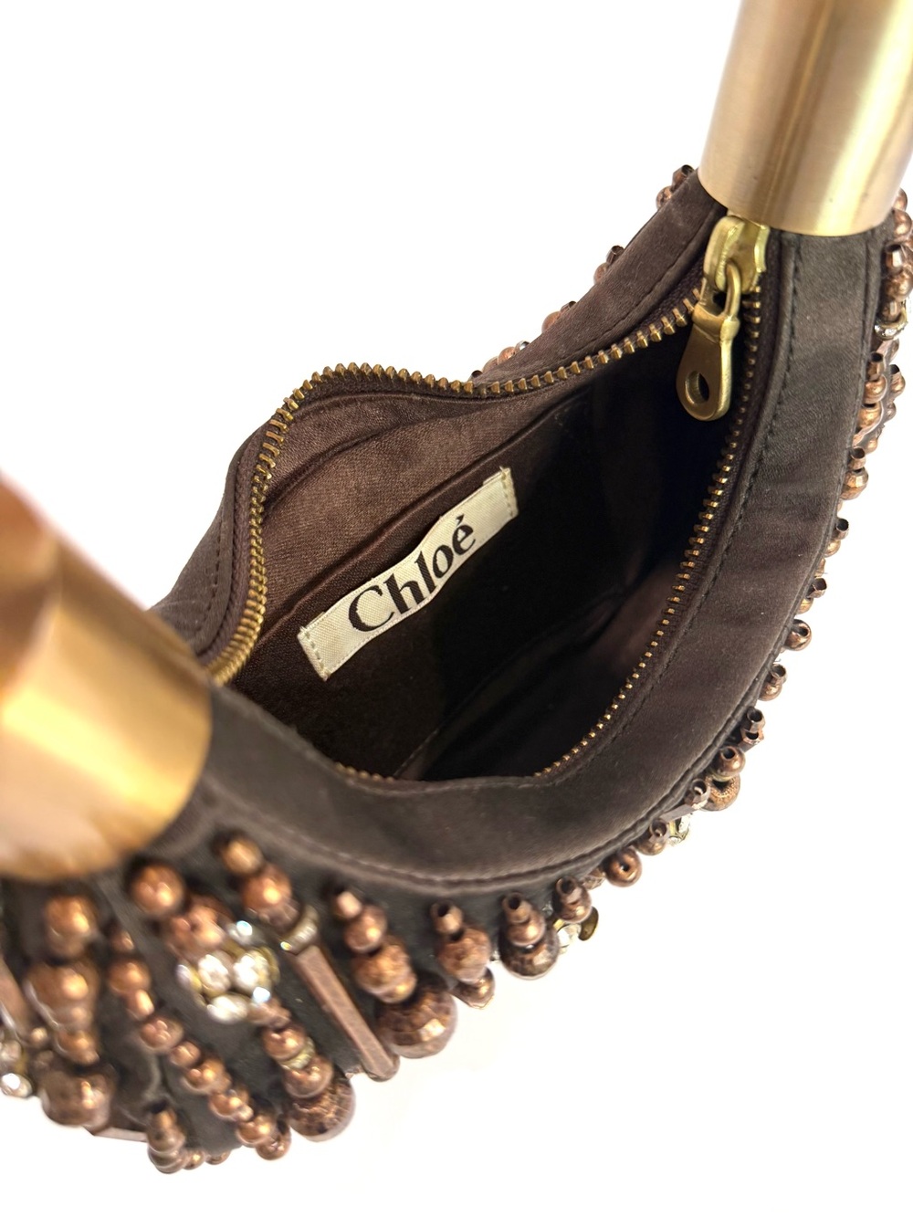 RARE Chloé Brown Beaded Mini Bracelet Bag - Picture 11 of 11